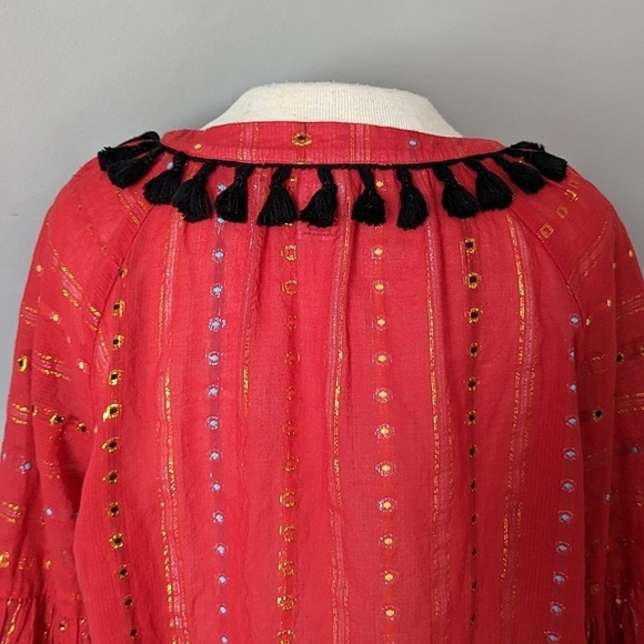 Belle Vere for Anthropologie Tasseled Boho Long Sleeve Blouse - Picture 7 of 11